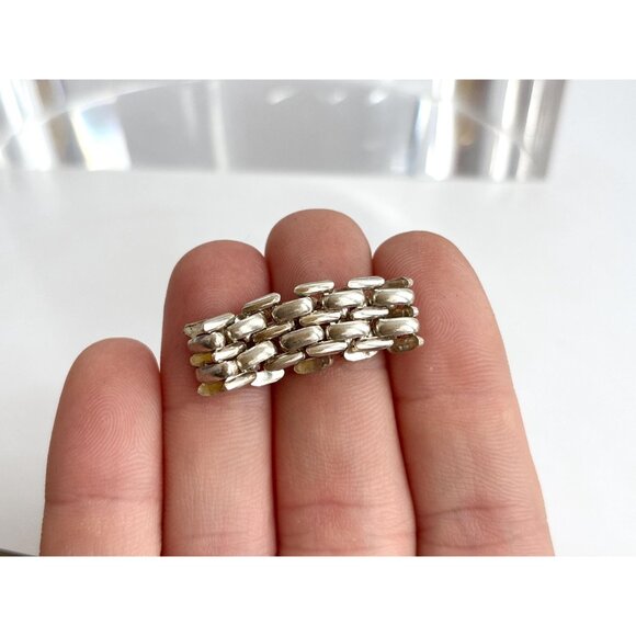 Chainlink Silver Toned Classic Cute Unisex Vintage Ring - sz 7 - Picture 3 of 8